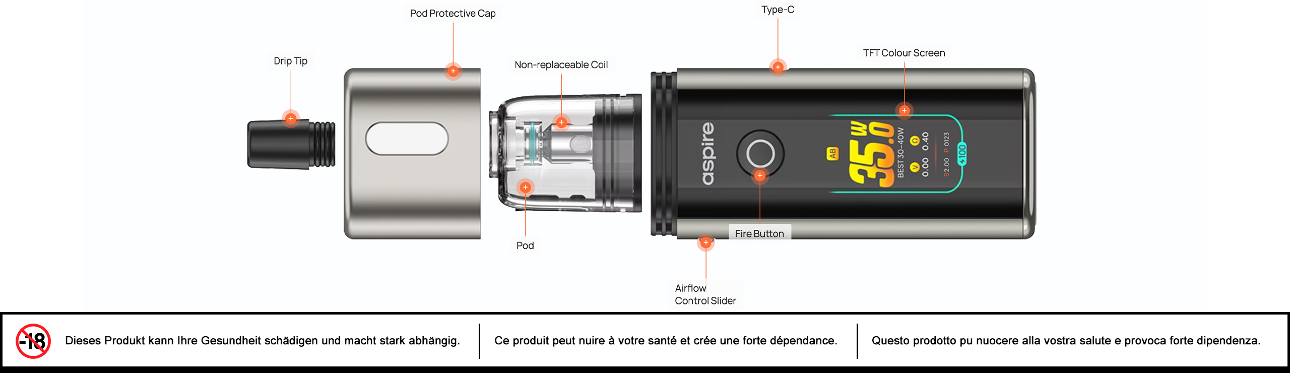 Aspire, e-cig, e-liquid, pod, vape, kit, Fluffi Pro